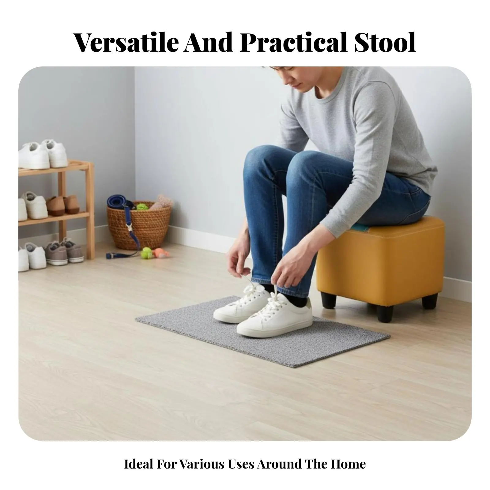 

Мягкая обивка, износостойкая подставка для ног, компактный пуф, экономит пространство, подходит для арендаторов, прихожей, гостиной