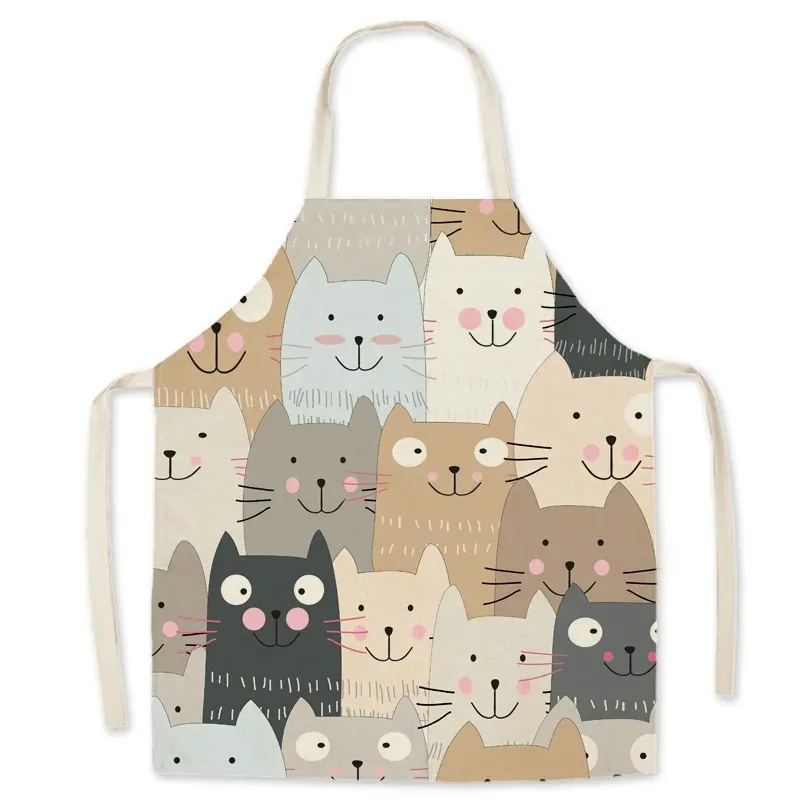 Parent-child cartoon kitchen apron cute dinosaur panda print household sleeveless unisex apron baking accessories