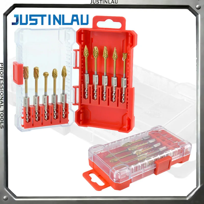 

JUSTINLAU 10PCS Hard Alloy Tungsten Steel Grinding Head Rotary File Woodworking Milling Cutter Electric Grinding Polishing Tool