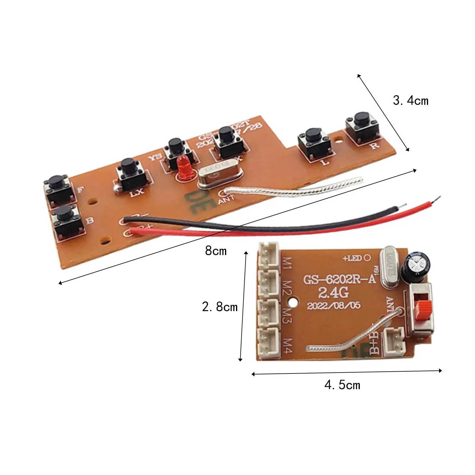 บอร์ดส่งสัญญาณและรับสัญญาณ RC อุปกรณ์เสริมบอร์ดวงจร PCB 7ช่องสำหรับรีโมทคอนโทรลของเล่นยานพาหนะ mobil RC ดัดแปลง DIY