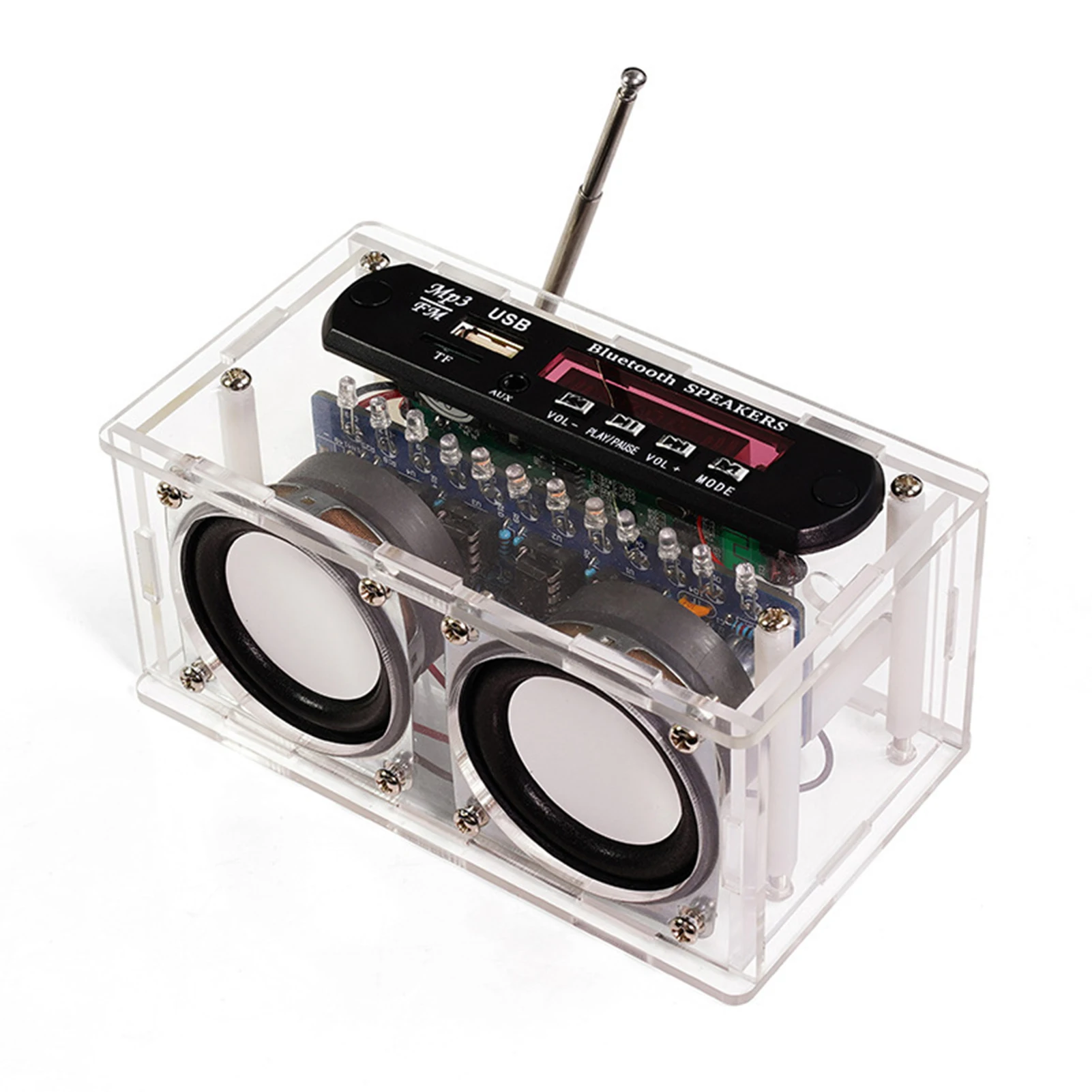 PCB Voice-Activated LED Megaphone Bluetooth Speaker Kit With FM Radio DIY Welding Project Loud