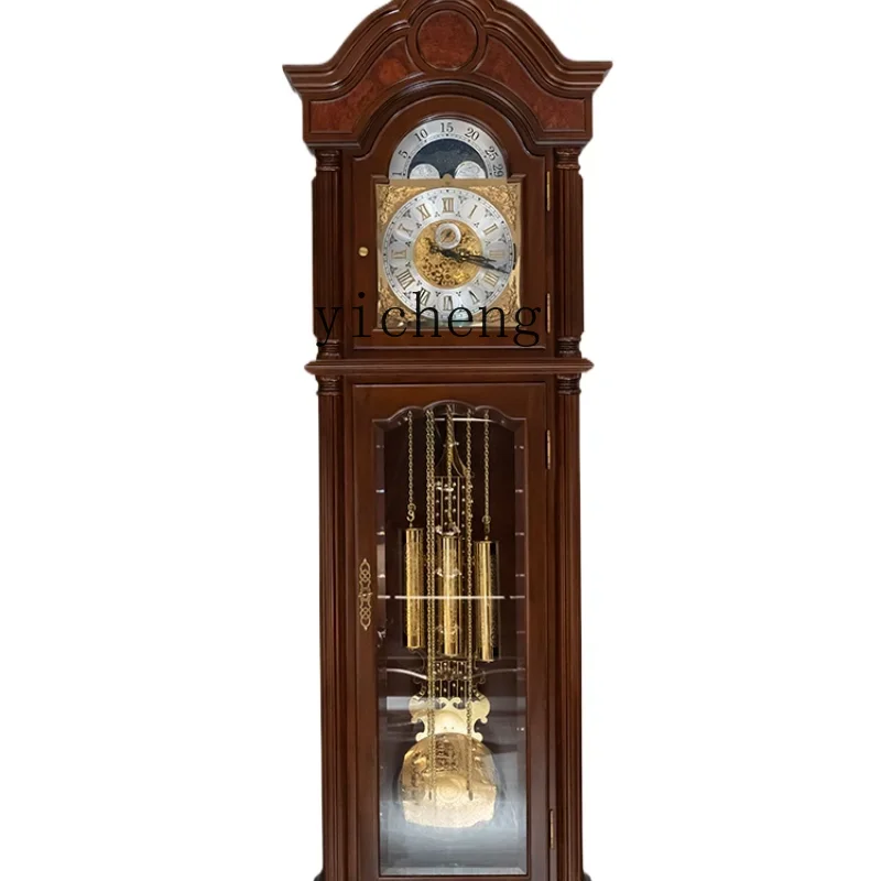 

ZK the Grandfather Clock Living Room Villa Mechanical Solid Wood Pendulum Clock Chinese Retro Standing Grandfather Clock