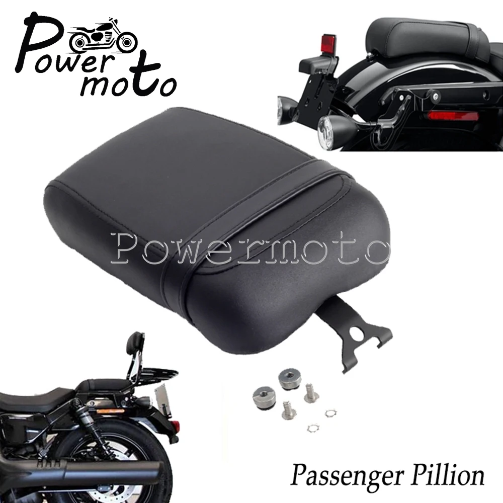 

For Nightster 975 RH975 22+ Rear Passenger Motorcycle Black Leather Seat Cushion Pillion Pad Mounting Kit Width 7.5" Accessories