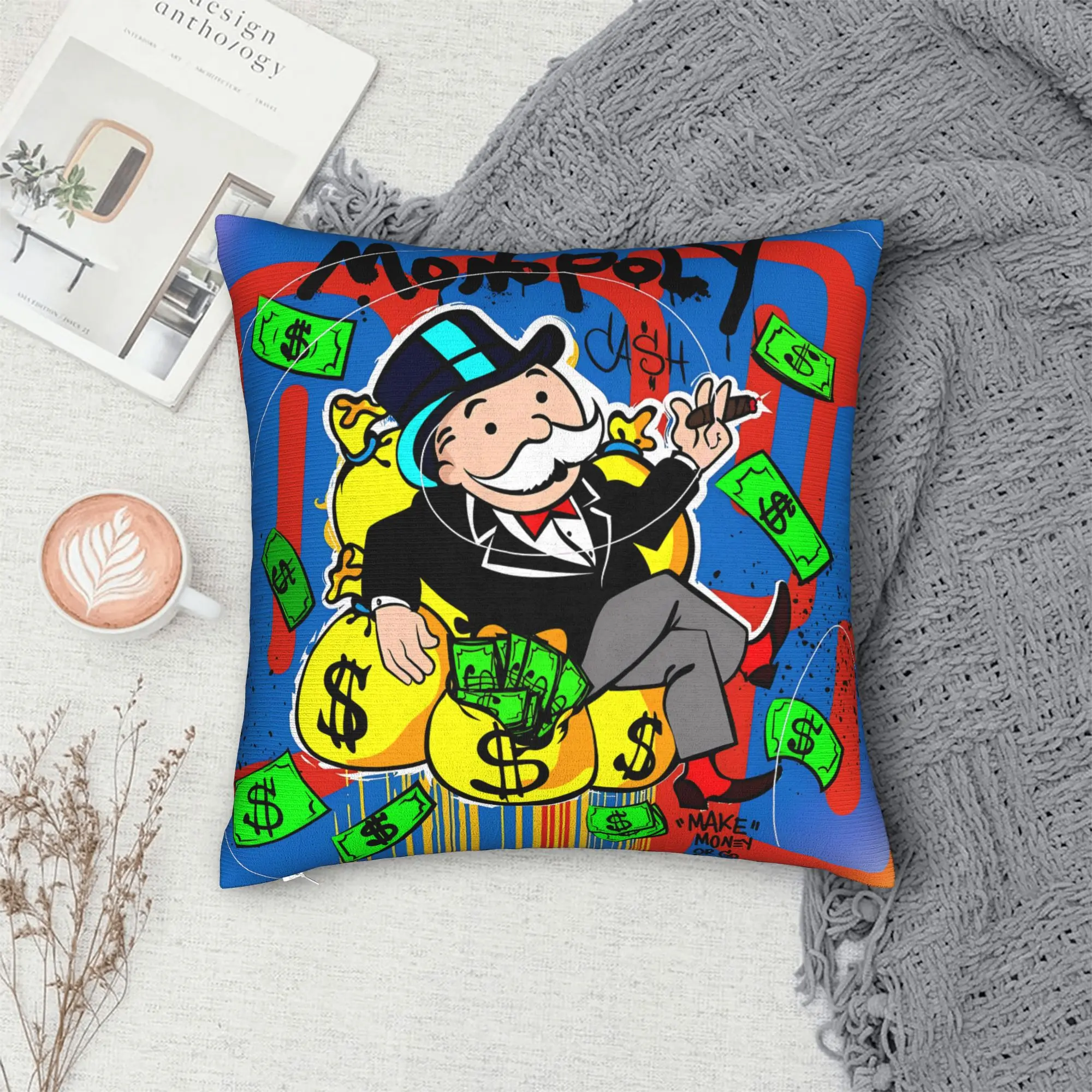 Monopolys Money Dance Pillow Case  Custom Pillow Cover Fashion Cushion Cover For Office Car Home Decor