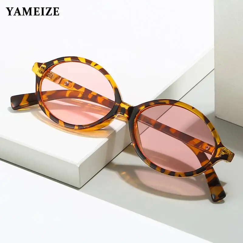 

YAMEIZE Sunglasses Women Men Oval Frame Retro Punk Style Sun Glasses Female Eyewear Brown Brand Designer Fashion Shades Uv400