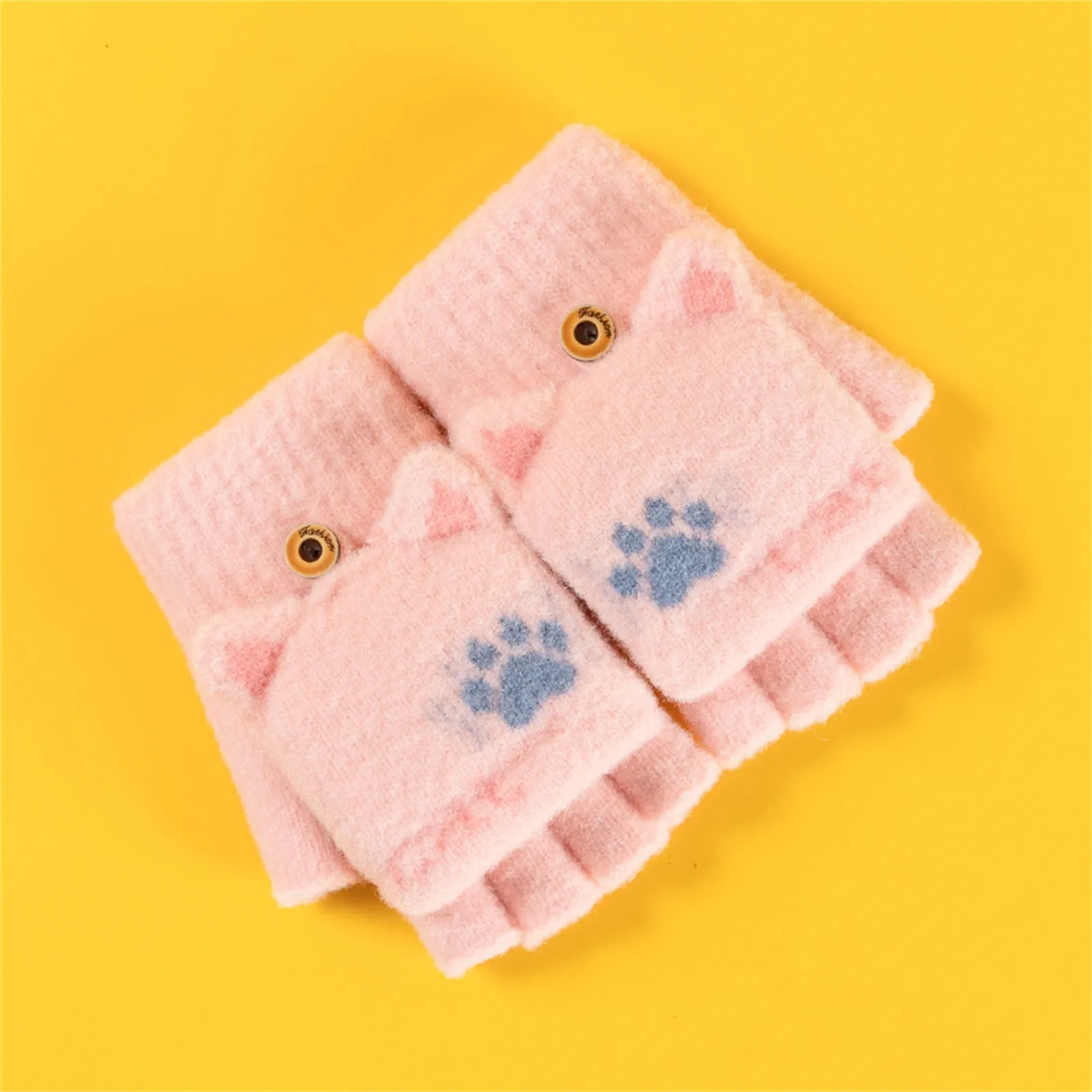 

Зимние вязаные перчатки для маленьких девочек с милым рисунком на половину пальца, удобные мягкие теплые перчатки шапка детская