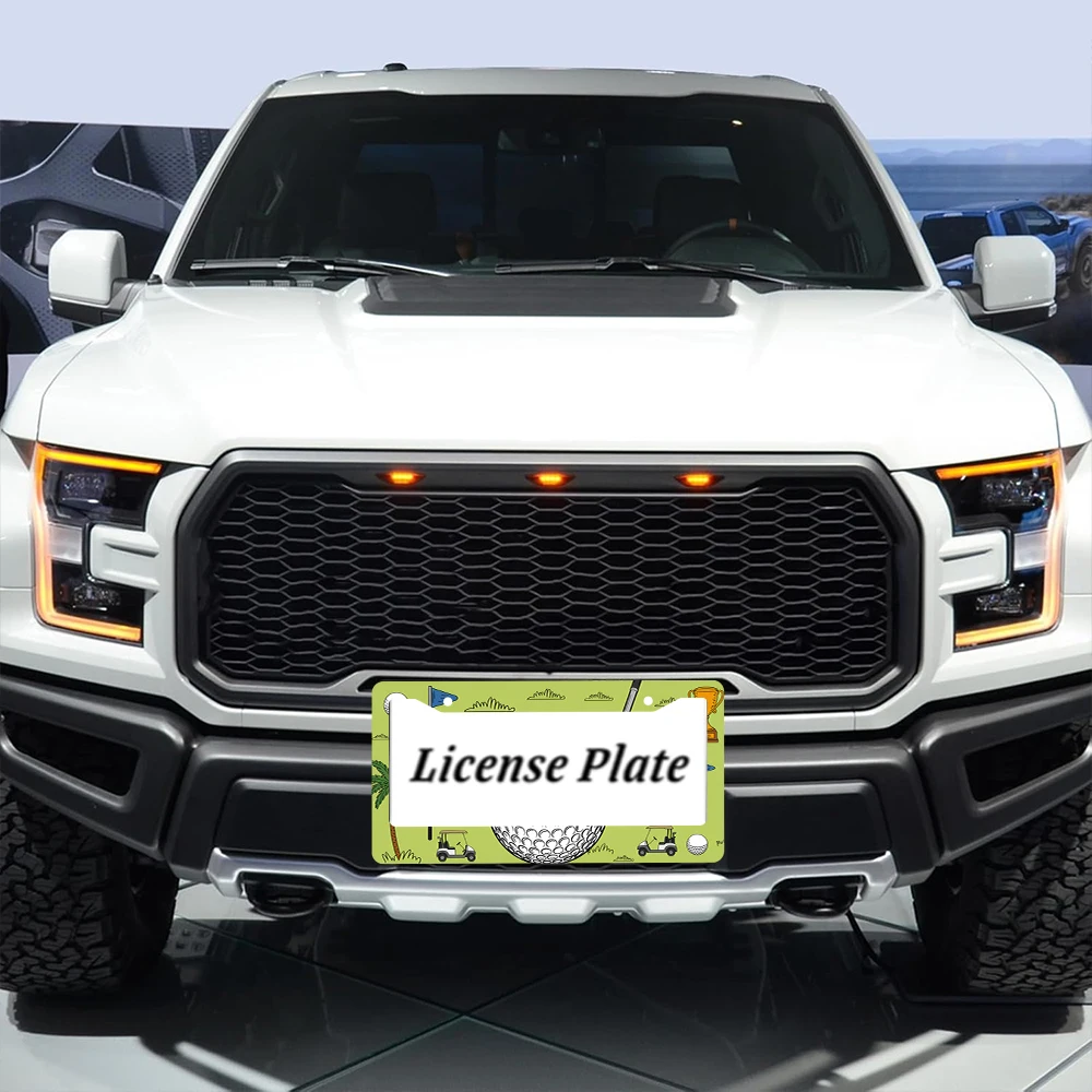 1 قطعة اللون الأخضر جولف موضوع 2 حفرة إطار لوحة الرخصة مادة الألومنيوم 6x12 بوصة مع طقم مسامير ربط الكرتون سيارة الديكور هدية