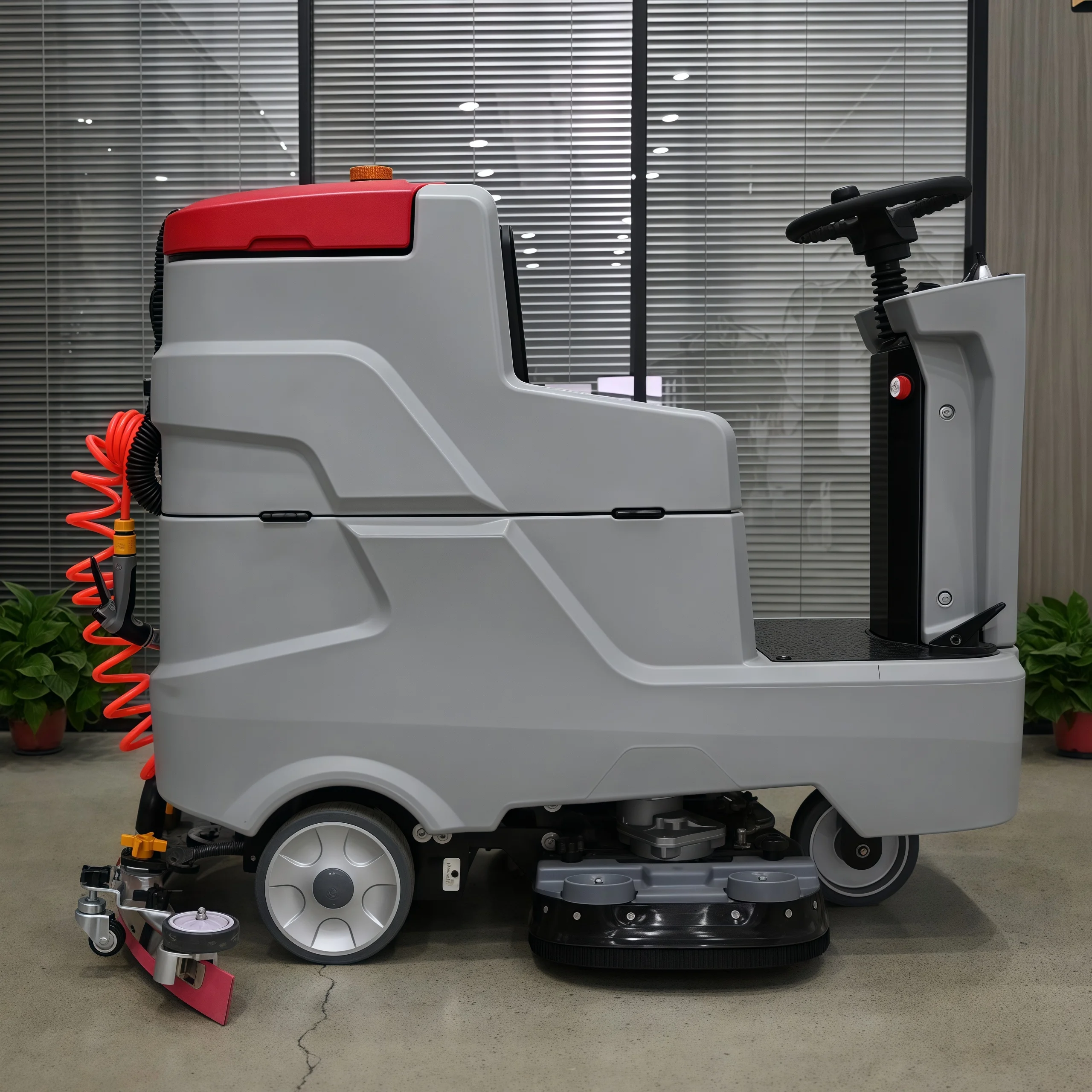 Dual-brush Floor Scrubber Wet Industrial Floor Sweeper Battery Cordless Self-cleaning Mop Electric Motor