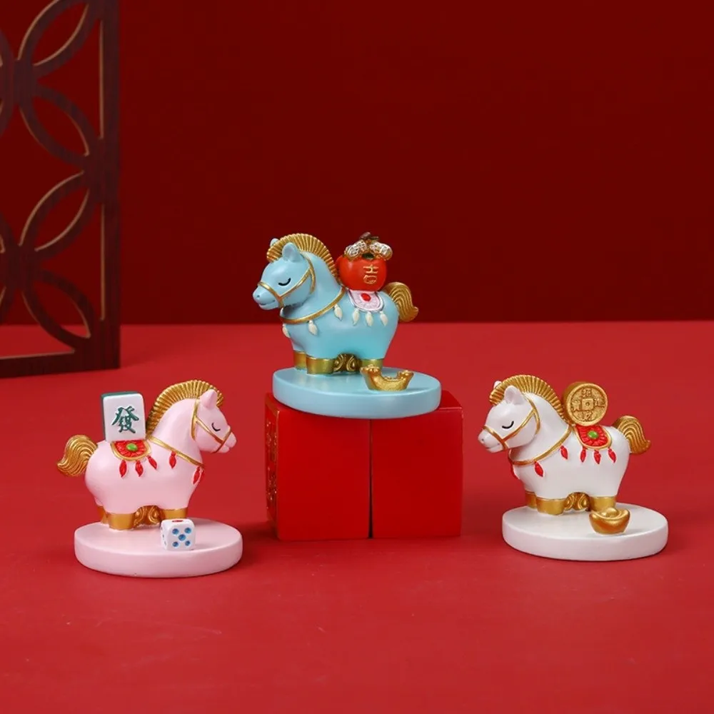 

Resin Zodiac Horse Ornaments Festival Decorative Chinese Style 2026 Horse Year Figurines Lifelike Year of The Horse