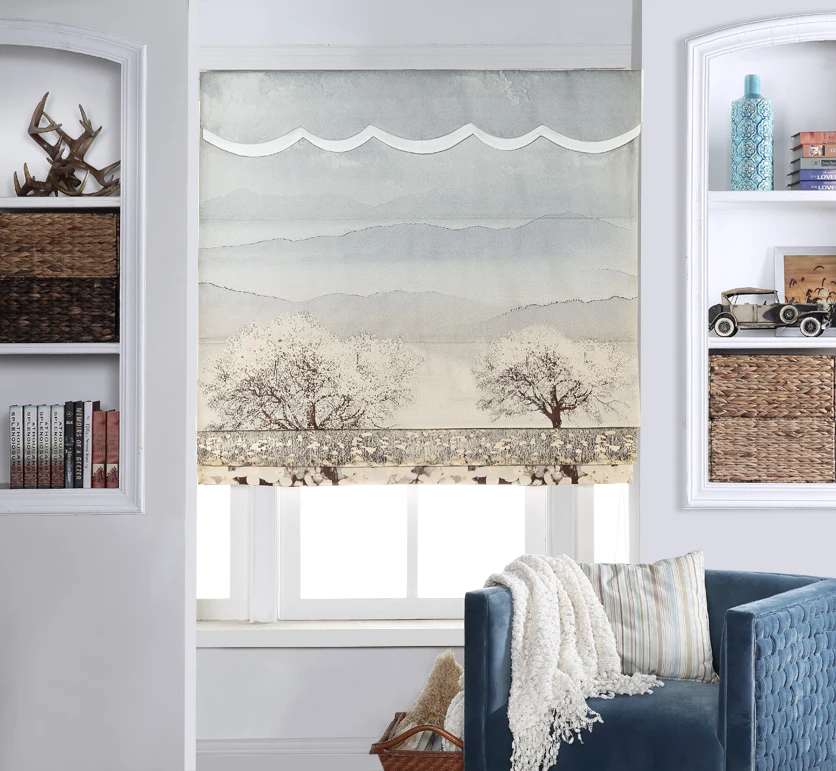 Roman Blinds Double Layer Custom Production Vertical Blinds Suitable for Home Use Intelligent Electric Control