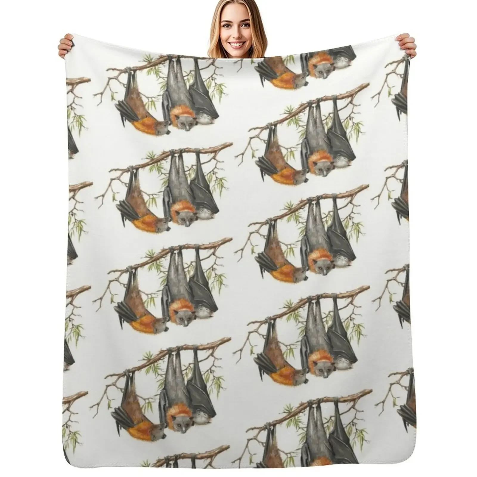

Australian Grey-headed Flying-fox Throw Blanket Single Luxury St Hairy Personalized Gift Blanket