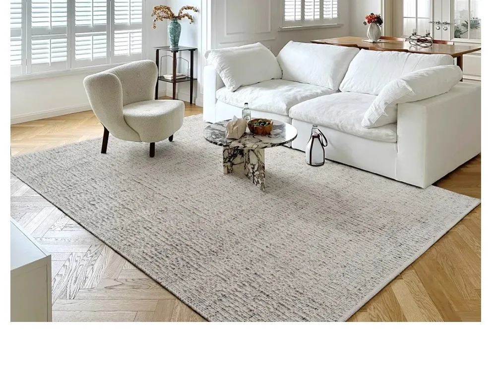 Handmade wool medieval carpet living room bedroom light luxury premium bedroom glue-free solid color floor mat
