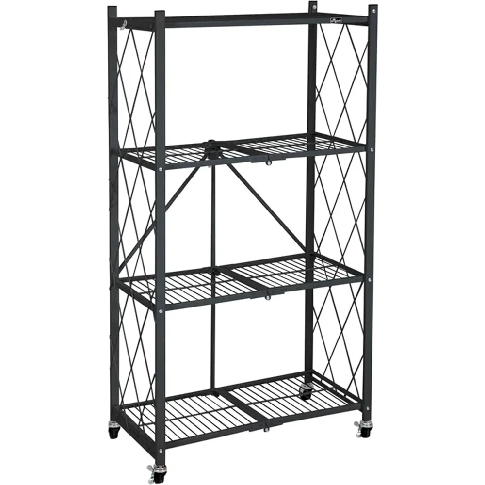 

Folding Shelf Garage Shelving Heavy Duty Shelving with Wheels, Metal Storage Rack Holds 600 pounds, Garage Storage Rack