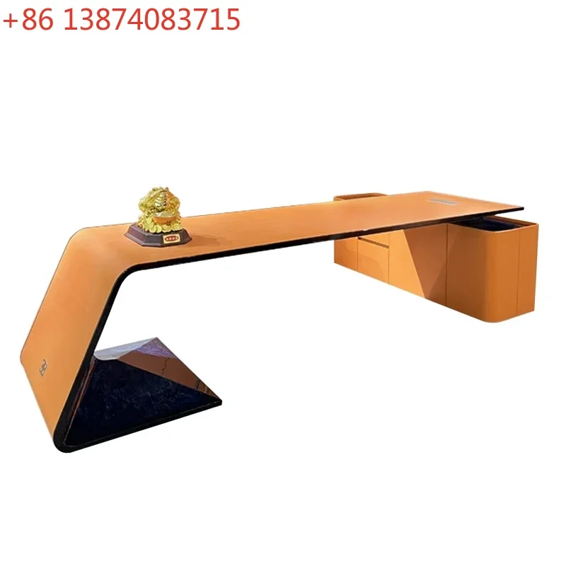 

Shape Hutch Office Table Modern Luxury Drawers Writing Standing Desks Organizer Conference Workstation Escritorio Furniture