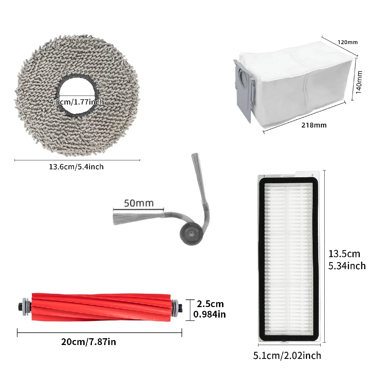 For Roborock QV 35A / QV 35S / QR598 / QR798 / Qrevo S Pro Robot Vacuum, Main Brush Side Brush, HEPA Filter, Mop Cloth, Dust Bag