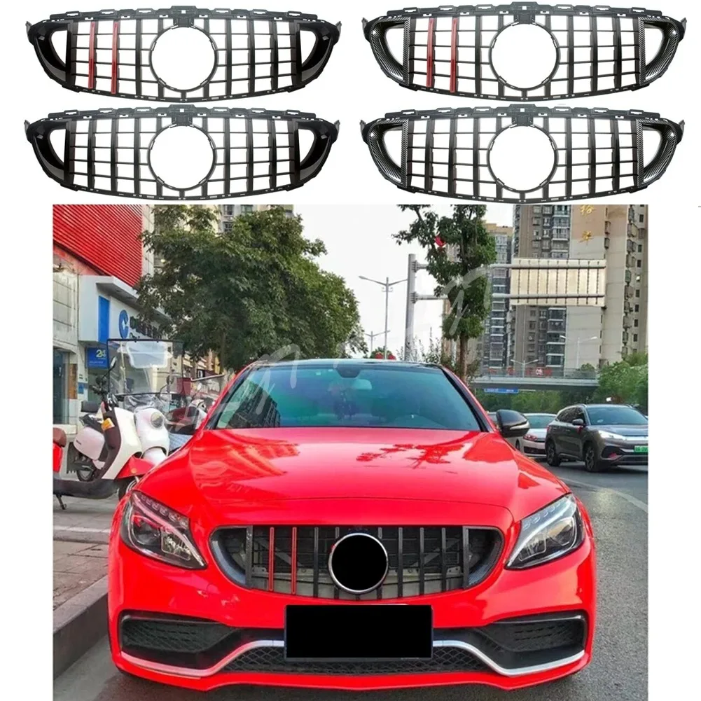 

Front Racing Facelift Grill Upper Bumper Grilles For Mercedes-Benz W205 C-Class C200/C260/C300 2015-2018 2019-2021