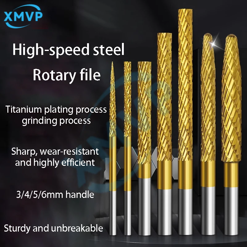 

Titanium-coated high-speed steel rotary file internal grinding head wood soft metal grinding electric drill bit