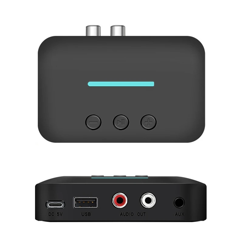 Usb bluetooth 5.3 adaptador receptor de áudio música estéreo sem fio 3.5mm aux r/l suporte u-disc reprodução para alto-falante desktop