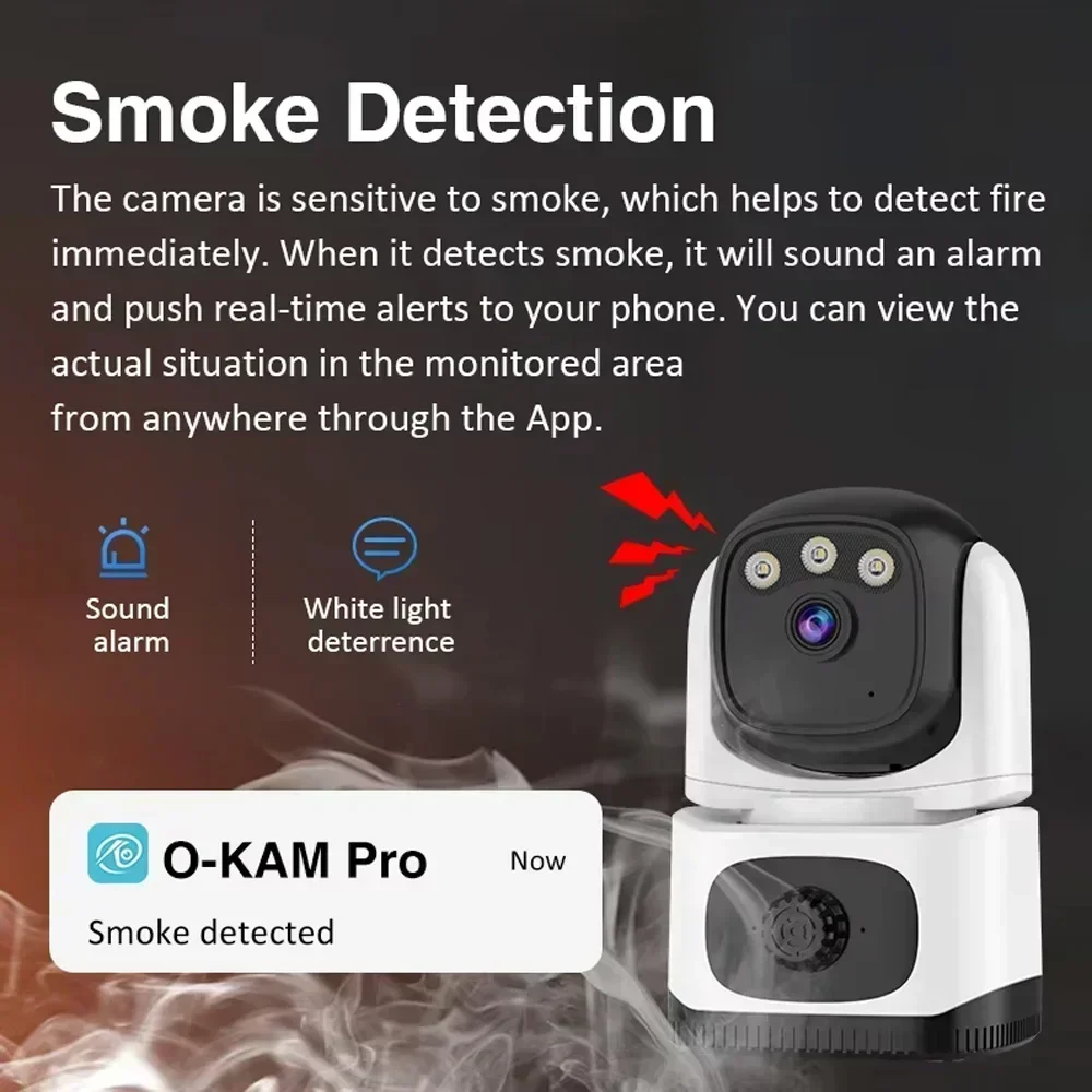 Smoke Detection 3MP WiFi Camera Smart Home Gas Detection Night Vision Security Camera Indoor Baby Monitor Surveillance IP Camera