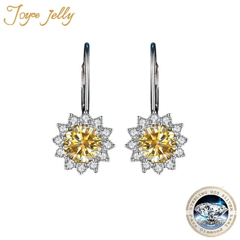 Joycegelly orecchini in argento Sterling 925 per donna 1 carato VVS Moissanite gioielli di lusso da sposa classici orecchini pendenti con girasole