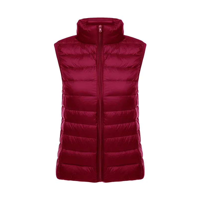 Blanc col montant femmes sans manches vers le bas gilet manteau hiver mince mince affaires gilets blanc bleu noir rouge femmes gilet 3XL