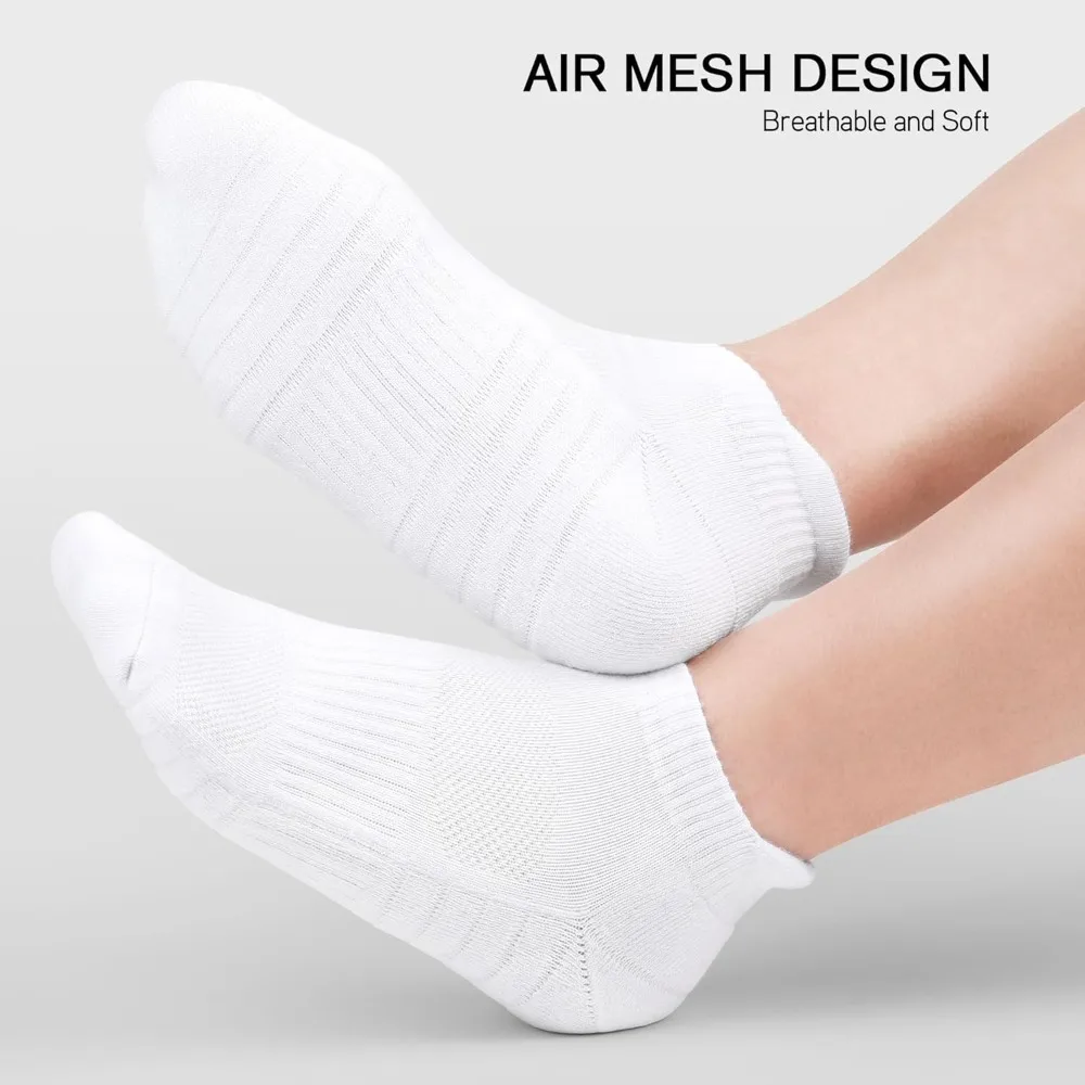 جوارب رياضية منخفضة القطع للكاحل - مبطنة، ناعمة ومسامية، مضادة للبثور، 6 أزواج من الرجال والنساء