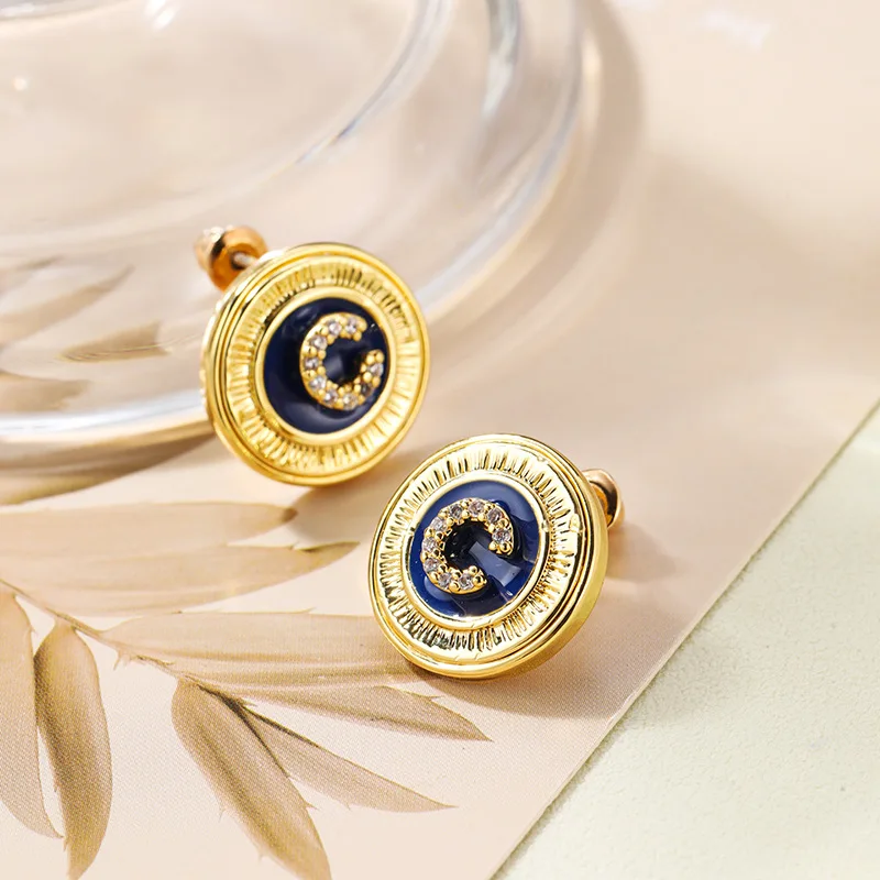 

Modern Round Button Letter C 925 Earrings 2024 Women Fashion Jewellery