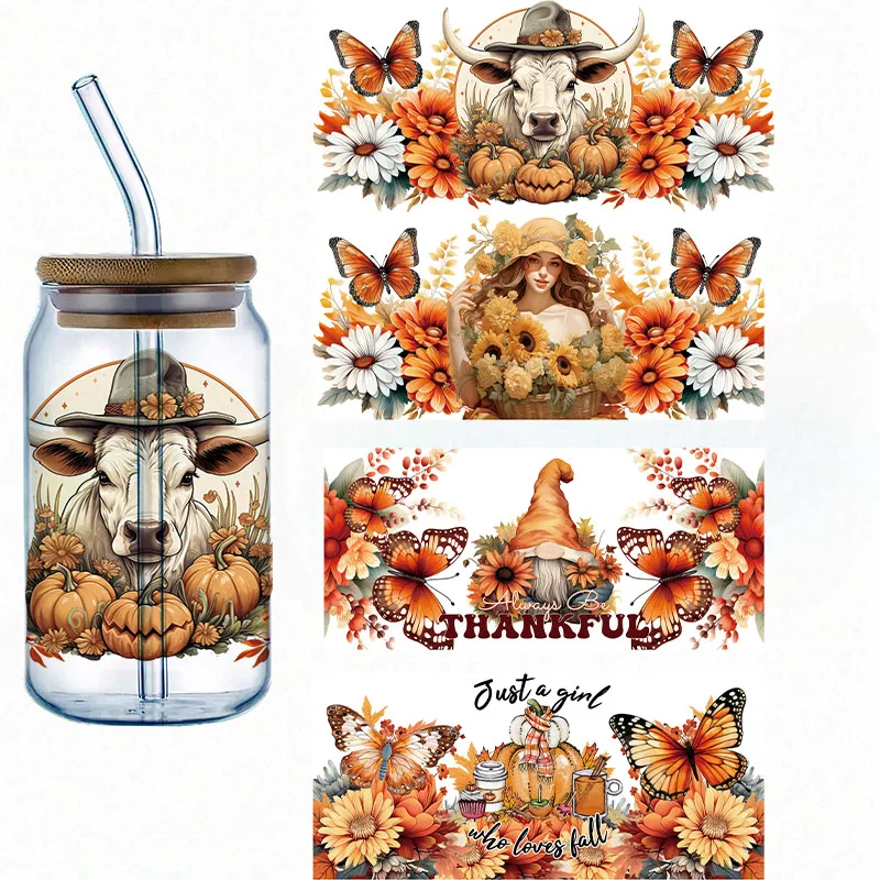 

5PCS UV DTF Cup Wrap Transfers Flowers 16oz Libbey Glass Can UV DTF Cup Wrap Transfers Ready to Ship UV Dtf Cup Wrap Transfers