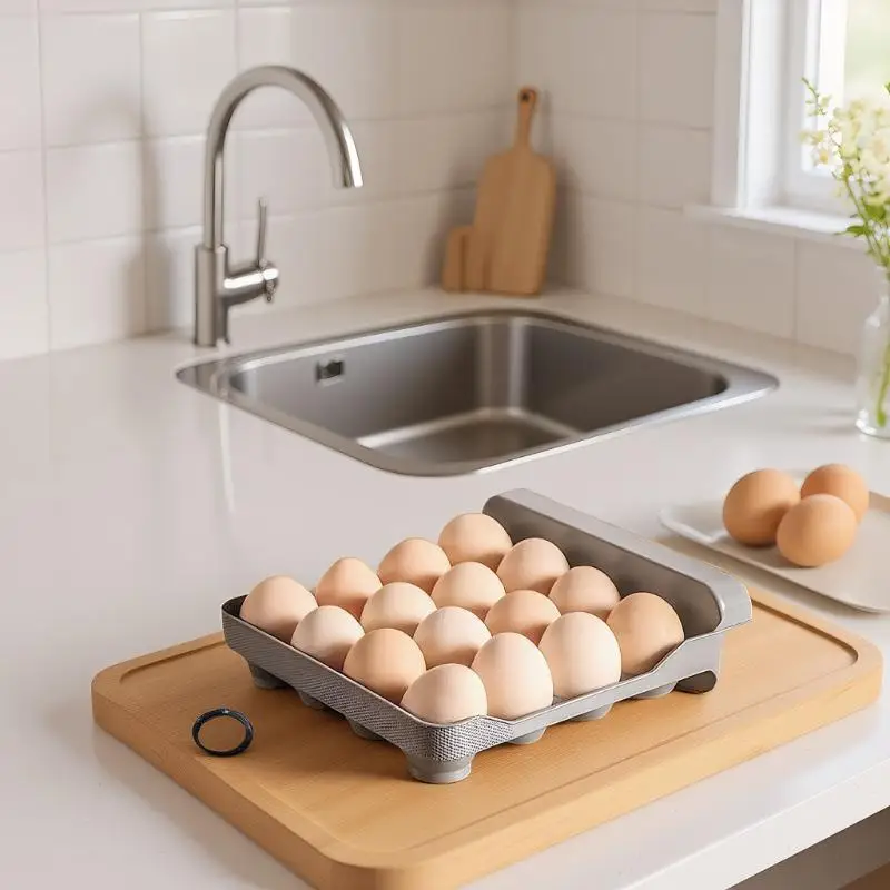 حامل البيض المتدحرج الأوتوماتيكي - صندوق تخزين الثلاجة بطبقة مزدوجة مع درج منزلق، تصميم موفر لمساحة المطبخ #2