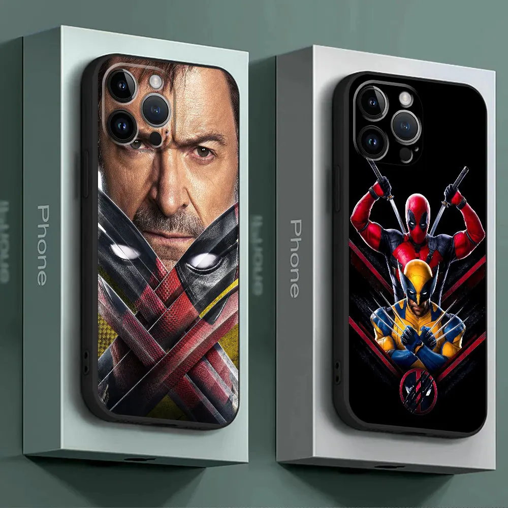 Marvel Deadpool Spiderman Case for Apple iPhone 15 Pro Max 7 8 Plus 14 SE XR 12 Mini XS X 13 Pro 11 Bumper Black Soft Cover