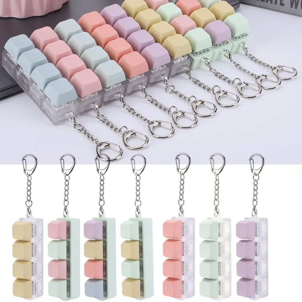 

4 Keys Mechanical Keyboard Axis Tester DIY Keycaps Stress Relief Toy Finger Calming Fidget Keyborad Button Office Toy Keychain