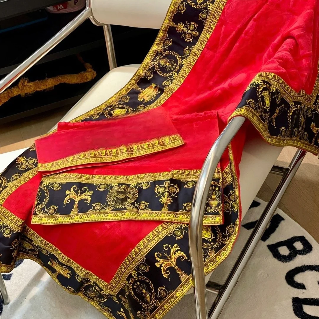 

Премиальный набор из 3 банных полотенец - винтажный принт в стиле барокко, мягкие, приятные для кожи, впитывающие полотенца для ванной (многоцветные)