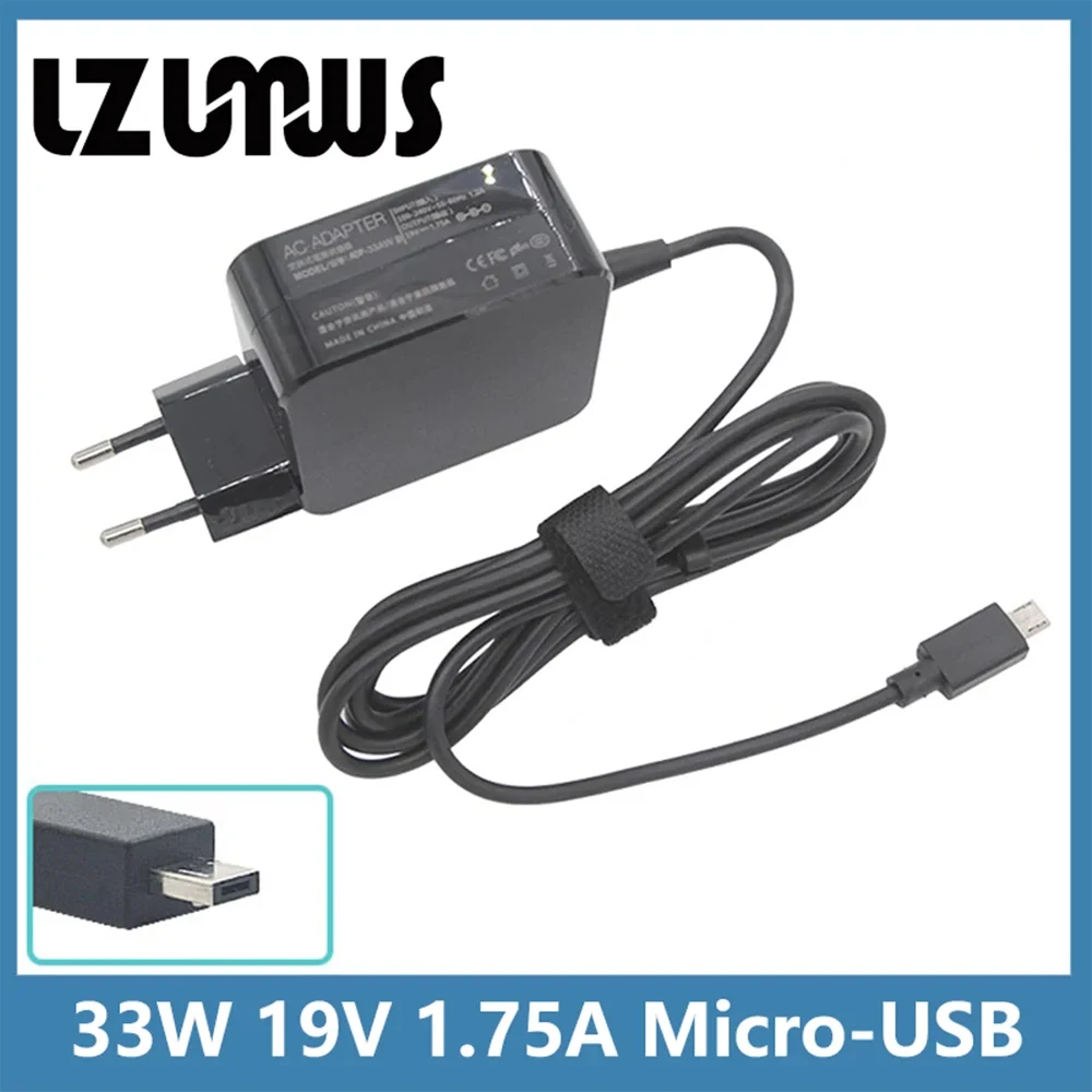 33W 19V 1.75A  Laptop Charger for Asus EeeBook Flip C100/P/PA C201 C201P ADP-33AW Eeebook X205 X205T Small Square Tip