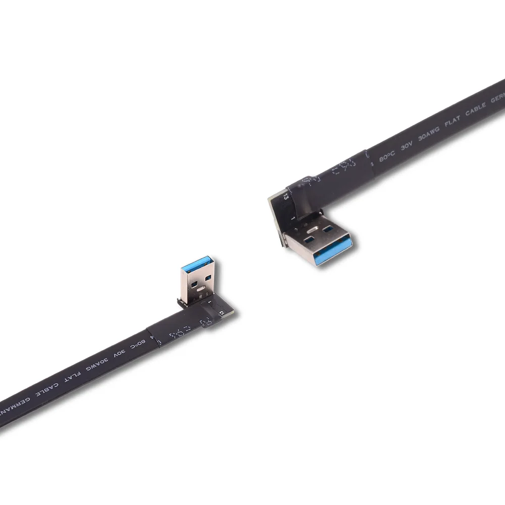 90 Degrees Angle 10Gbps USB 3.1 Type-A To Type-C Male To Male Flat Cable USB C To A FPC FPV Adapter Cord  5V/1.5A 5cm-3m