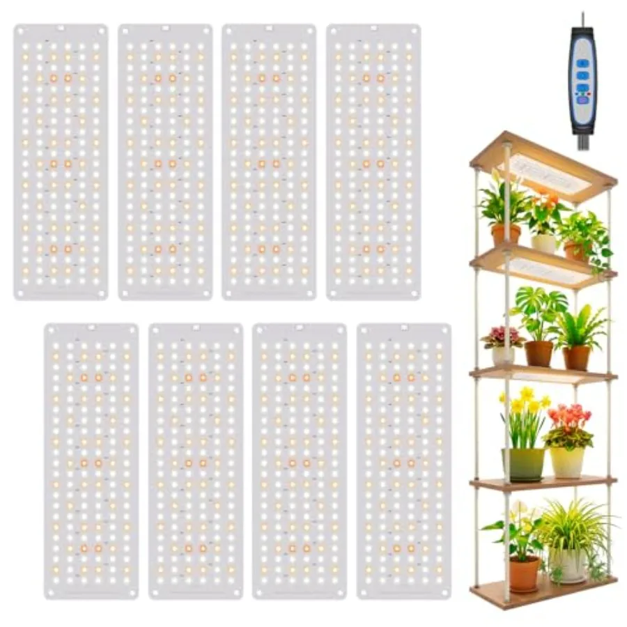 

Grow Light 8-Panels 6000K Full Spectrum Plant Lights for Seed Starting with Auto Timer 6/12/16H 5 Dimmable Levels and 3 Color M