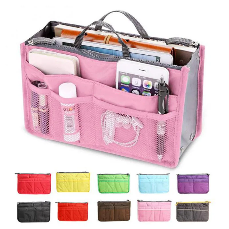 Bolso organizador de viaje para mujer, bolsa de nailon Oxford para cosméticos, maquillaje, almacenamiento con cierre hermético