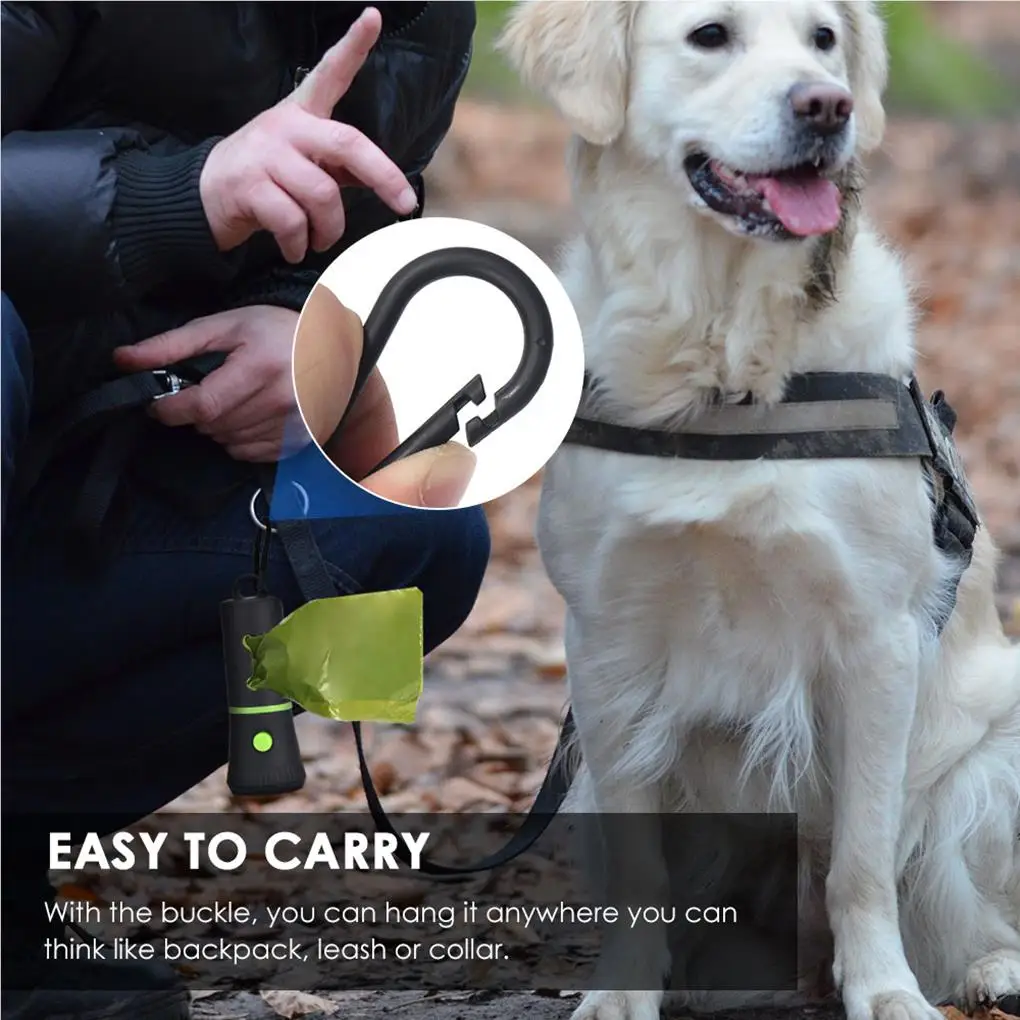 Waste Bags Dispenser Flashlight Poop Point Break Connection Holder Supplies Shape Carrier Pick-Up Device Leash Dog