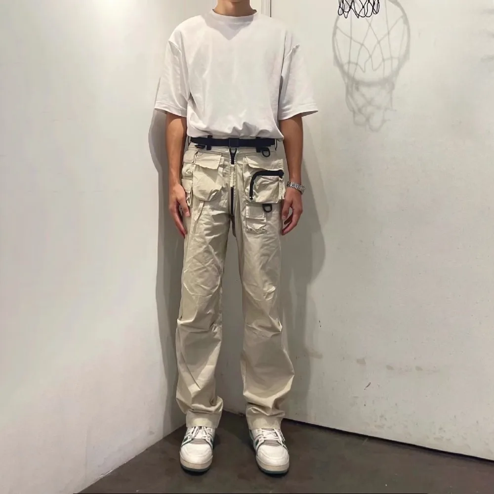 NIGO MR Multi-Pocket Workwear Outdoor Trousers White Vintage Fashion High Street Hip Hop Straight Leg Men's Clothing #NGTOP11263