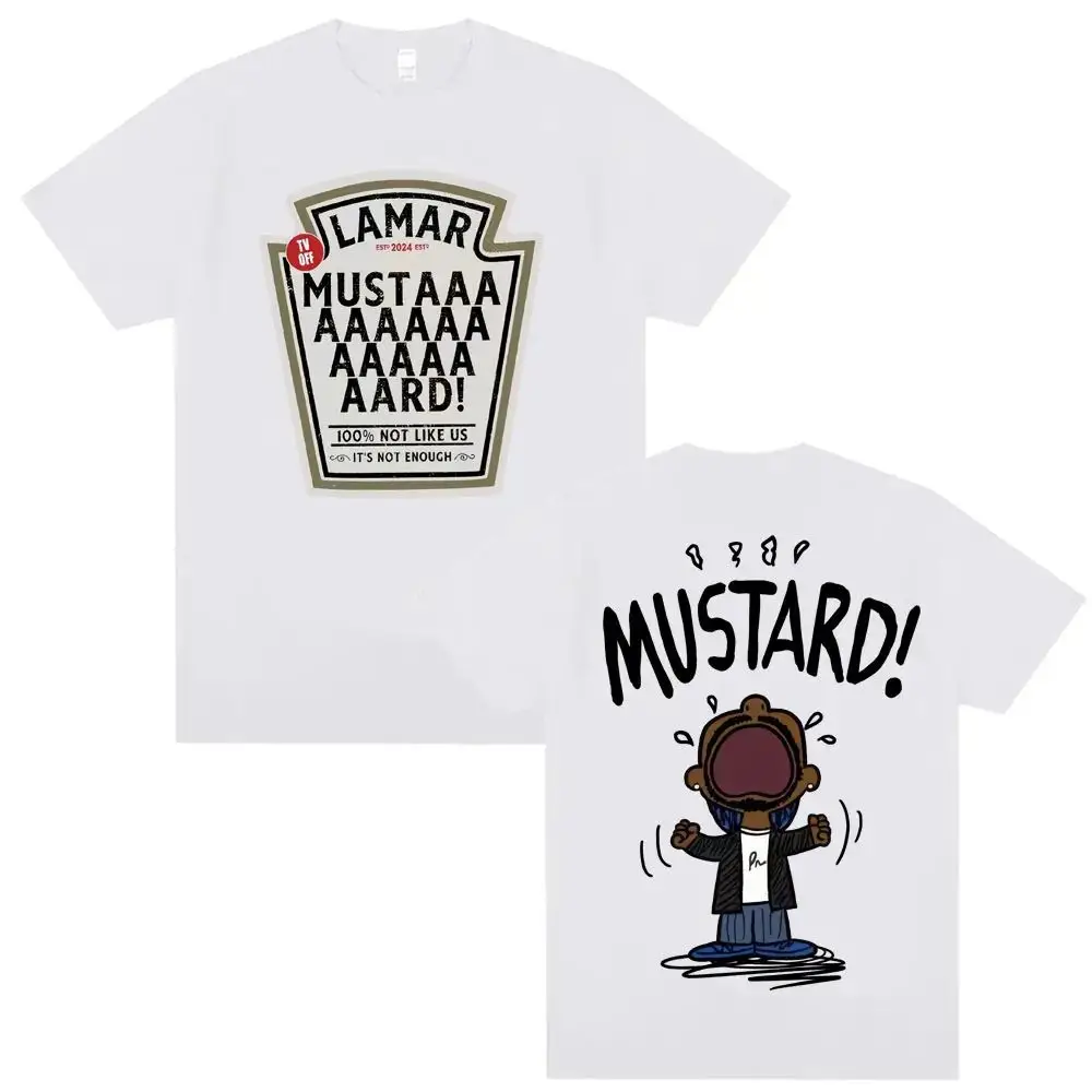 Kendrick Lamar Mustard T Shirts Unisex Harajuku Hip Hop Short Sleeve Popular Music T Shirt Męski Casual Cotton Oversized T-shirt