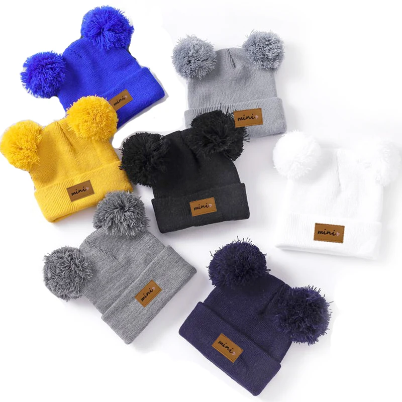 

Шапочка с изображением косточки волос с надписью, детская зимняя вязаная шапочка с медведем, детская тюбетейка с помпоном, детская шапка с помпоном, вязаная крючком шапка-тюрбан для младенцев