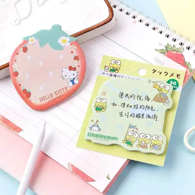 Sanria Anime Kuromi Melody Cinnamoroll Cartoon Sticky Note Hello Kittys Memo Pad Handbook Notepad Can Be Sticky Girl Kids Gift