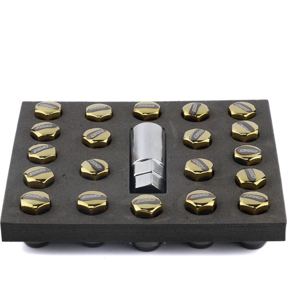 20pcs/set Rays jdm Brunt gold Stainless Steel wheel Rims Lug Nuts M12x1.5/M12x1.25