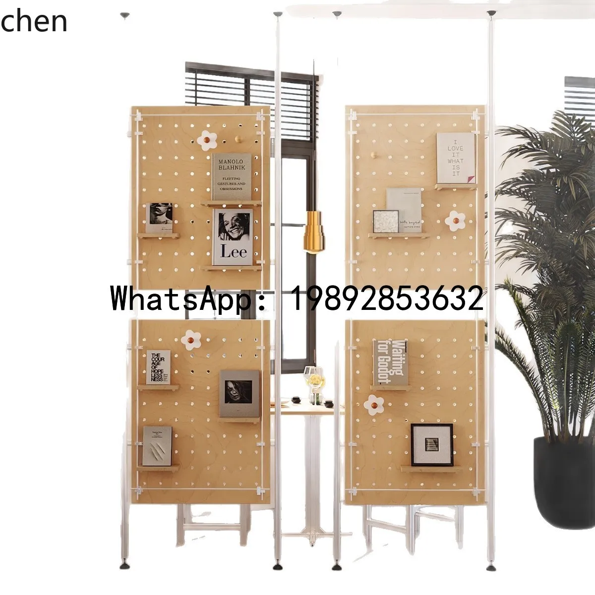WW20Aluminum Profile Restaurant Exhibition Hall Ceiling-Free Perforated Board Screen Partition Decorative Shelf Display Rack