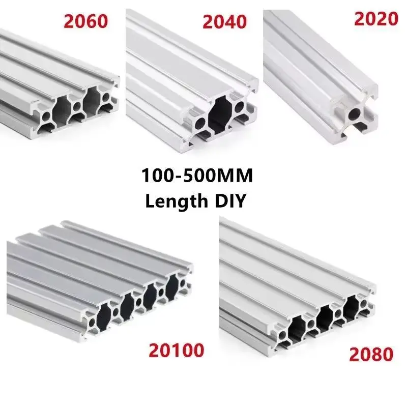 DIY 3D Printer Linear Rail Workbench CNC 100mm-500mm Length Aluminum Profile Extrusion Compatible with 2020 2040 2060 2080 20100