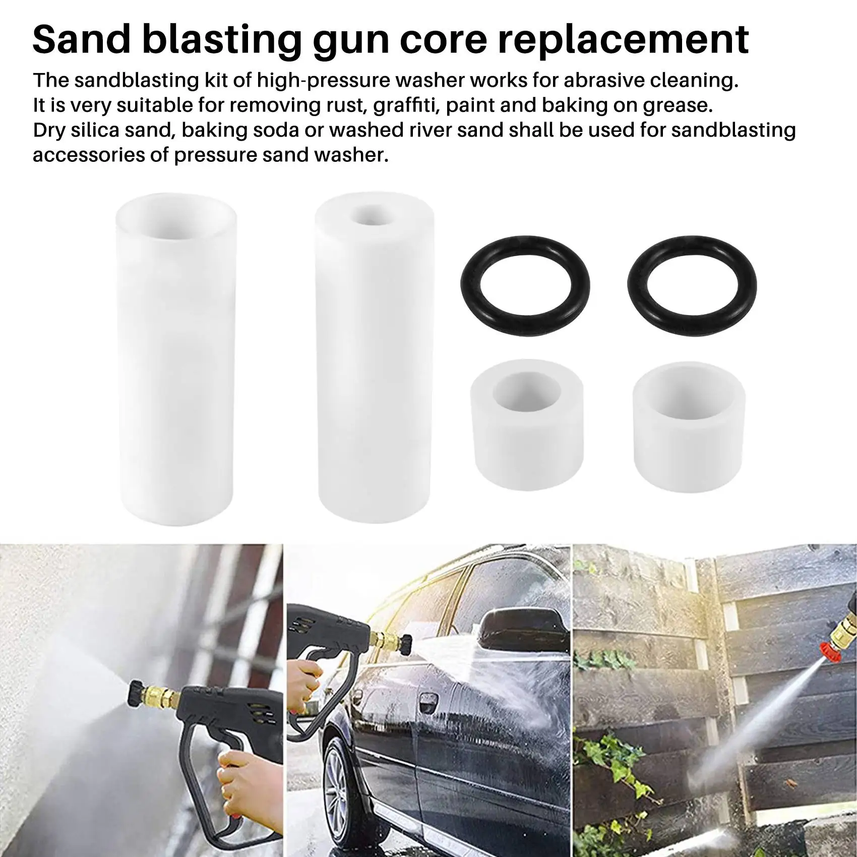 Pressure Washer Sandblasting Nozzle Tip Replacement Wet Sandblaster Attachment 5000 PSI