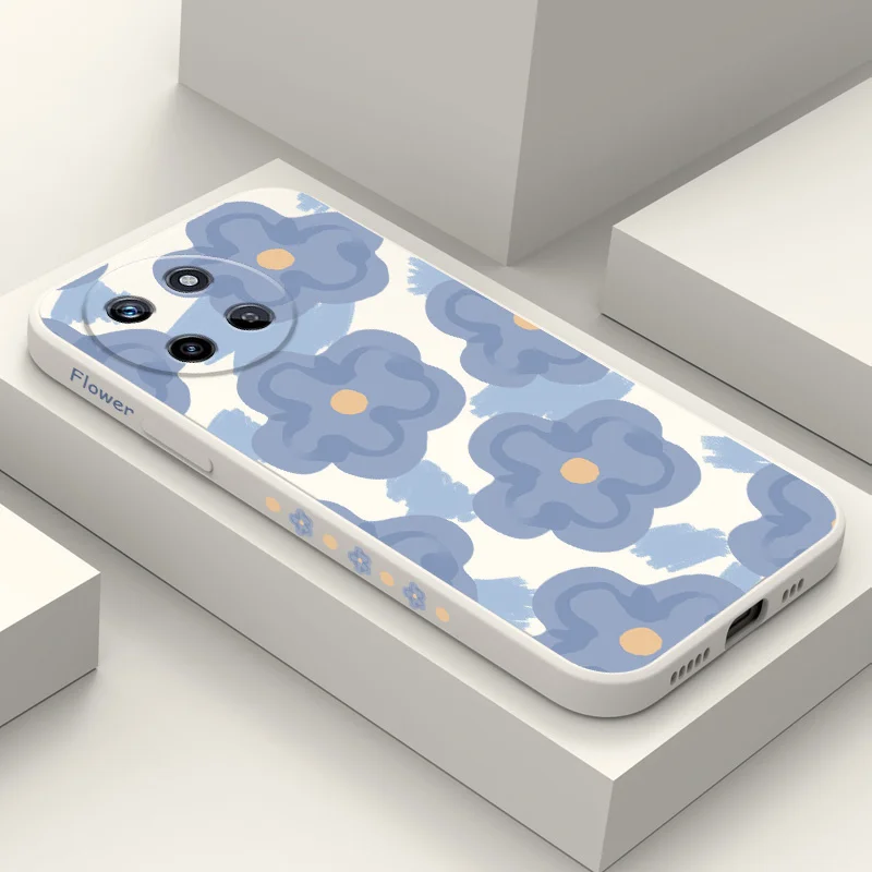 

Sea Blue Flower Phone Case For OPPO Realme 14 13 12 11 10 9 9i 8 8i 7 Pro Plus C35 C21Y C25Y C25 4G 5G Liquid Silicone Cover