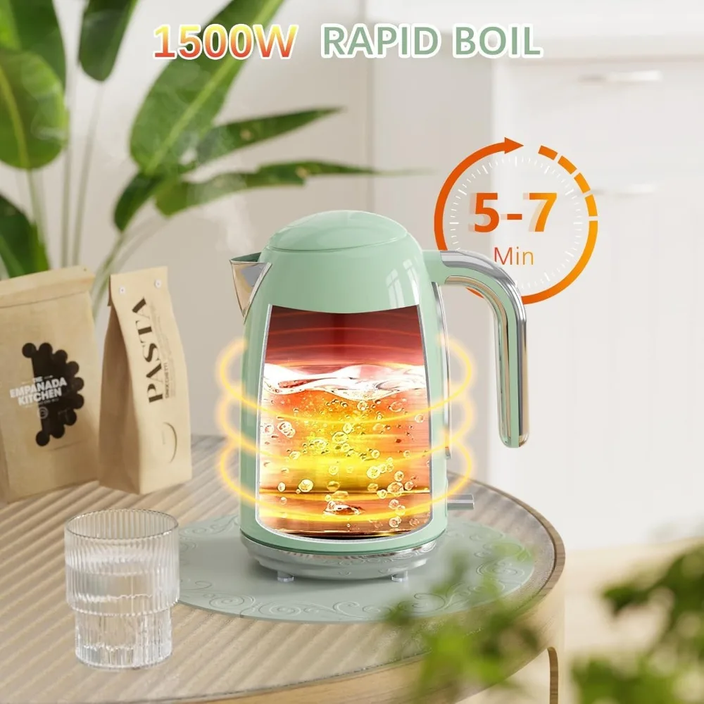 Electric Tea Kettle, 1500W /1.7 L Hot Water Kettle Electric, Retro Electric Kettle, Auto Shut-Off & Boil-Dry Protection,BPA Free