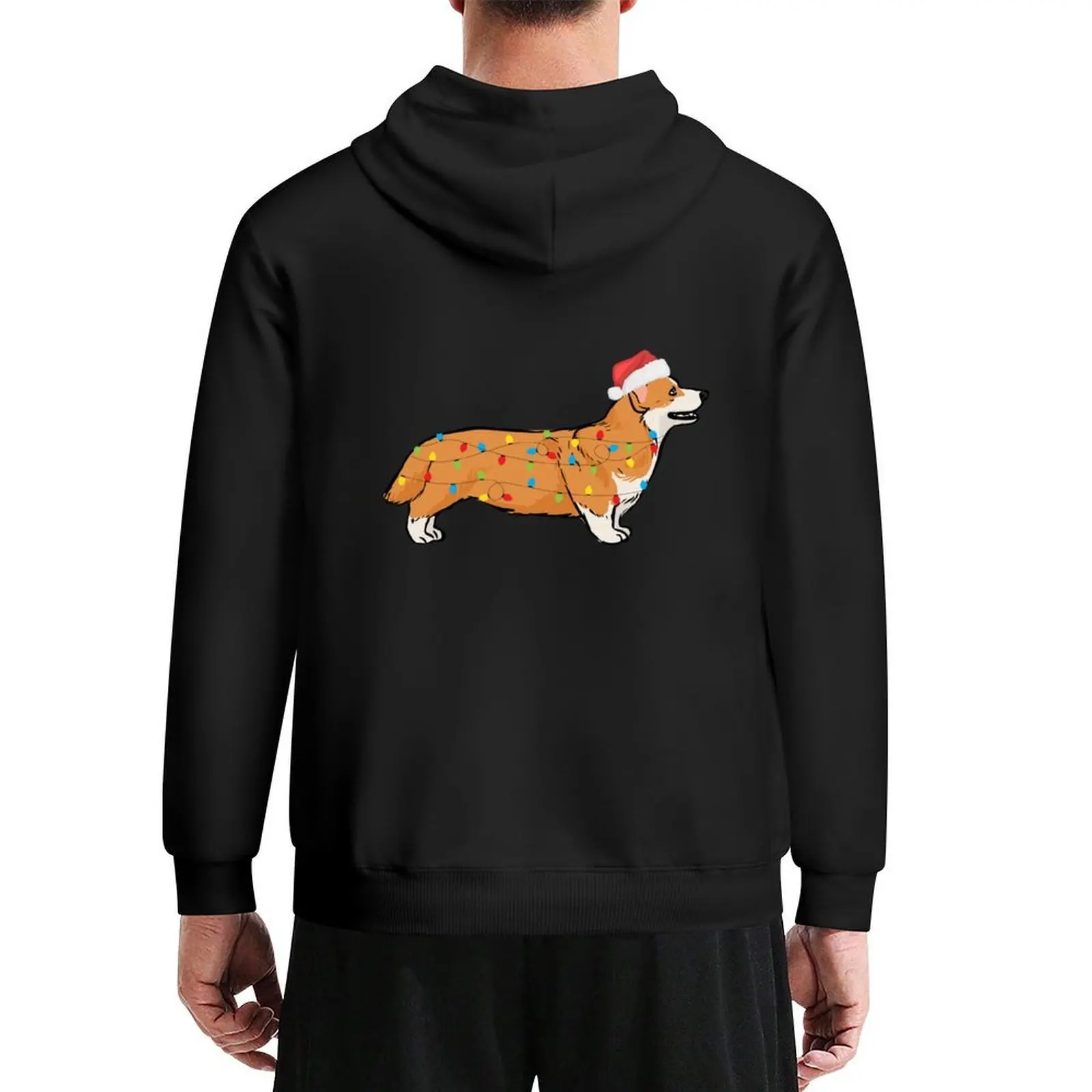 

Corgi Holiday Christmas Lights Xmas Gift Hoodie japanese style autumn clothes mens clothes men's sweat-shirt men hoodie