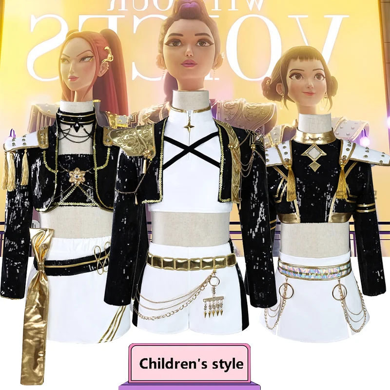 

Детский костюм Huntrix Mira Rumi Zoey, аниме, карнавальный костюм, парик KPop, униформа охотника на демонов для женщин и девочек, реквизит для Хэллоуина, карнавала