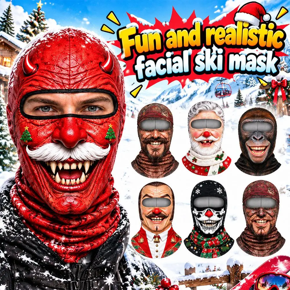 Old Man Pattern Ski Mask 3D Face Printed Keep Warm Balaclava Breathable Elastic Full Face Mask For Outdoor/Cycling/Pranks/Party